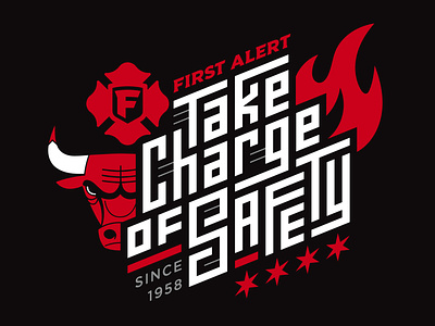 Chicago Bulls Safety Partnership branding chicago chicago bulls fire first alert graphic design lettering partnership safety