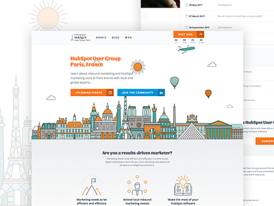 HUG Paris 🌟 International Inbound Marketing Events event hubspot inbound marketing network paris skyline uiux webdesign