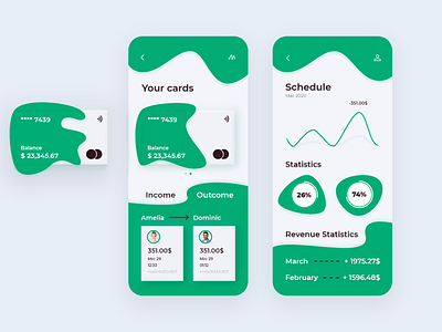 Banking App # 2 (Organic) app banking bankingapp design interface design minimal minimalism mobile organic ui ux uxui white