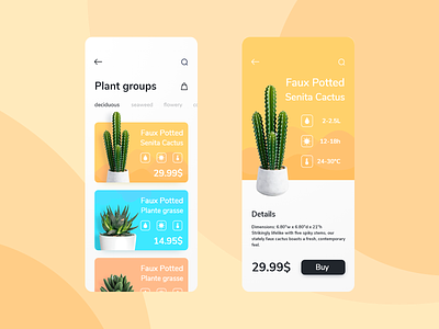 Plants app cactus design farm interface design mobile plant planter plants ui ux uxui