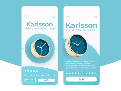 Karlsson Modern collection / Alarm Clock app clock design interface design minimal mobile shop store timer ui ux uxui white