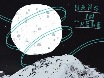 Hang In There digital digital art digital lettering hand lettered illustration lettering moon moonscape ribbon type typeface typography wacom