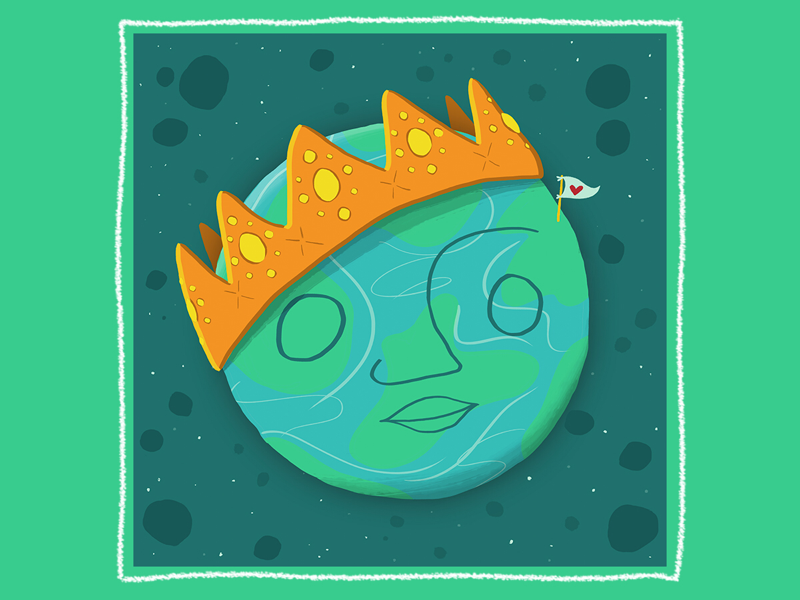 Planet Pride planet planet earth crown love earth day earth digital illustration digital flat illustration illustration