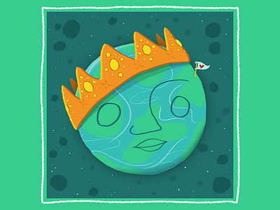 Planet Pride crown digital digital illustration earth earth day flat illustration illustration love planet planet earth