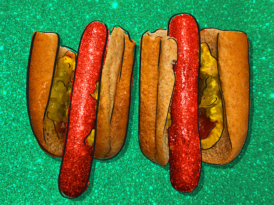 Glitter Dogs abstract bizarre design digital digital art digital painting flat food glitter hotdog illustration photo illustration photoshop texture unusual wacom