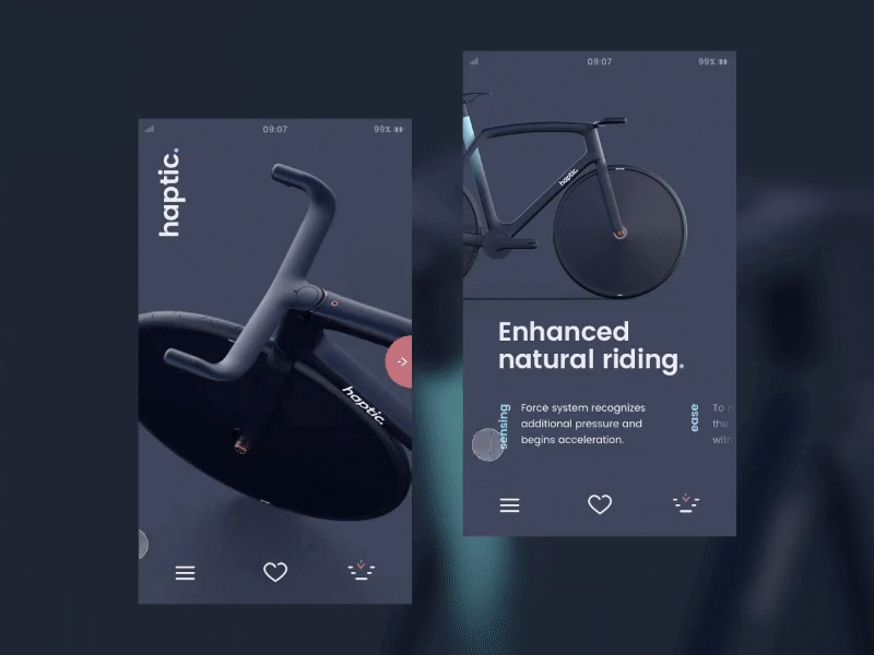 Future Things app animation animation app app design bike concept e bike haptic. ui ux