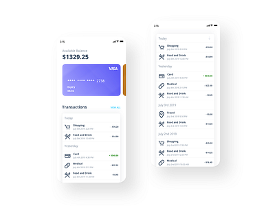 Finance Transaction Log app clean design finance financing ios mobile transactions ui uidesign ux