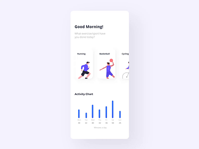 Exercise Tracking App - Adobe XD + unDraw adobe xd animation app design exercise flat mobile mobile app prototype sport ui ui design uidesign ux