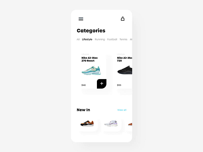Sneakers Mobile App after effects animation app clean design ecommerce ios minimal mobile mobile app platform prototype shoes sneakers ui ui design uidesign ux