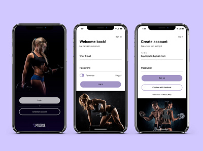 Sign up/Log in Screen Design app design fitness app log in screen mobile app design ui ux