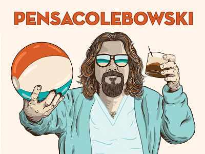 PensacoLebowski beach ball big lebowski bowling caucasian florida illustration lebowski pensacola white russian