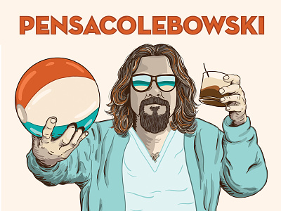 PensacoLebowski beach ball big lebowski bowling caucasian florida illustration lebowski pensacola white russian