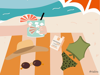holiday illustration 扁平 插图 沙滩 泳衣 海边 设计