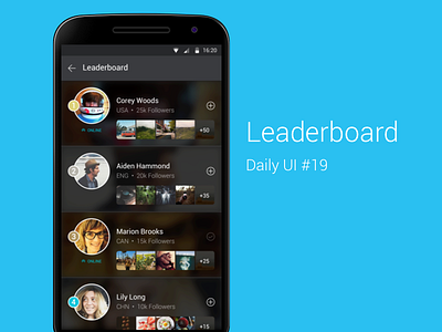Leaderboard android dailyui dark design leaderboard material theme ui ux