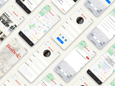HotDesk! - Booking App app design flat minimal ui