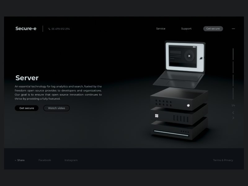 Server | web service web design lading page cinema 4d octane ux ui home page server 3d
