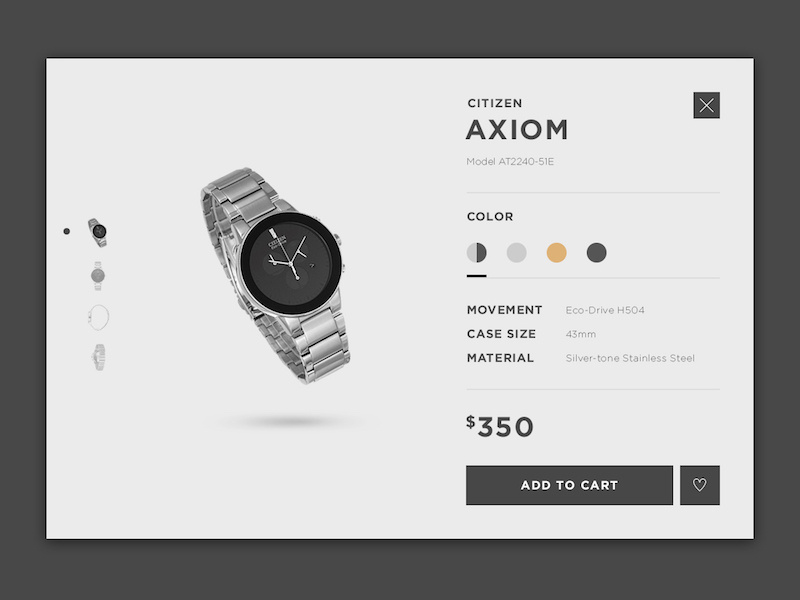 Product Quick view quickview carousel watch cta selector e-commerce commerce mini configurator product view quick