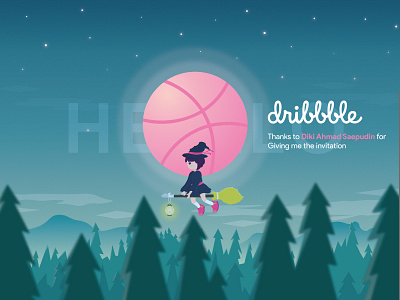 Hello dribble little wicth animation art design hello dribble illustration