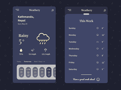 Weathery - A Weather App app design mobile design ui ui ux ui design uiux ux