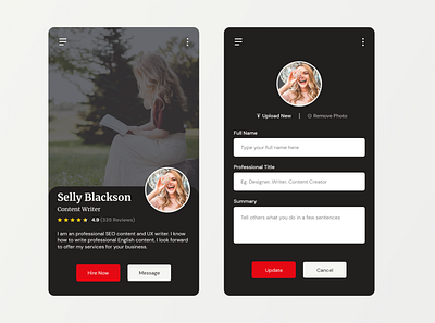 User Profile - UI Screen app design design challenge designer mobile design ui ui ux ui design uiux ux