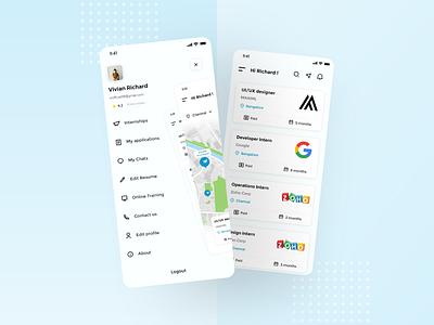 Internship Finder App Concept animation app design minimal product design screens ui ui design uiux ux