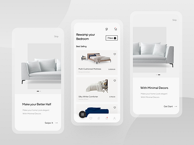 E-Commerce Home decor Application animation app branding design minimal product design screens ui ui design uiux ux