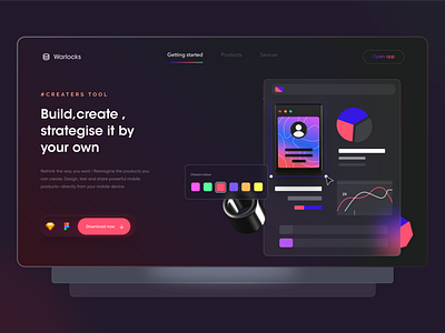 UI Creator tool - Landing page app colors design inspiration interaction landing page logo minimal product design screens ui ui design uiux ux website