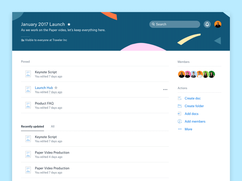 Dropbox Paper Projects: Cover Images