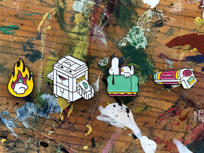 Riso Pins drum enamel pins fire flames risograph risoprint screenprint snoopy squeegee why are you reading this