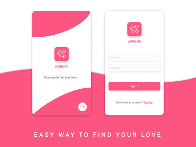 Love Bird Login UI app design flat design login mobile ui sign up singin ui ux