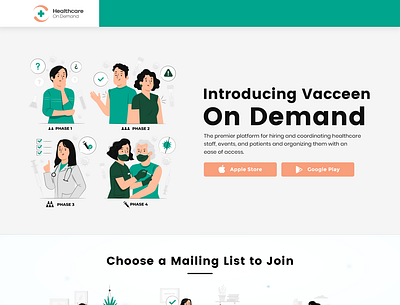 Healthcare On Demand Landing Page branding design graphic design ui ux vector