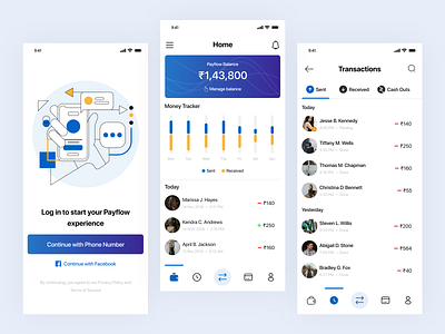 Fintech Mobile App | Onboarding | Home | Transactions 3d adimulam adobexd animation app branding design figma freebies graphic design guruprakash hyderabad icons illustration india logo micromobility motion graphics ui vector