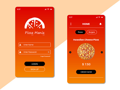 Pizza delivery mobile app app branding design gradient minimal mobile mobile ui ui uiux ux