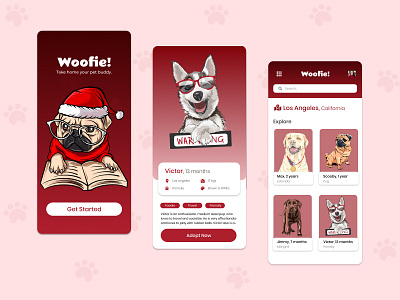Dog Adoption App app gradient illustration mobile mobile ui ui ui design uidesign uiux ux vector