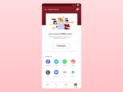 Invite Friends Page app branding code design illustration invitecode invitefriends mobile referral share sharing uidesign uiux userexperience userinterface ux