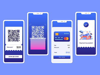 Discount Scanner and Payment App app design discount gradient illustration mobile purple scan scanning ui uidesign uiux userexperience userinterface ux