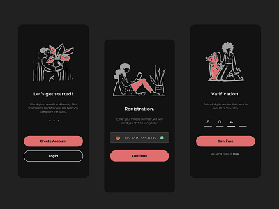 App UI : Registration Page [Dark Theme] android app app design branding design clean design dark app dark ui figma flat design illustration iphone app design modern design registration page trendy ui ux