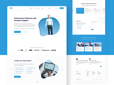 Exam Management System | Landing Page exam exam management system figma flat flat design landing page design landing page ui software design ui ux ui ux design web app design website design