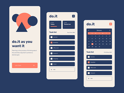 do.it | task management app 🔥 app design daily ui figma flat design task list task manager todo app todo list ui ui ux