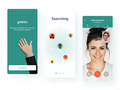 Yasou | Behance Case Study ✍️ anonymous app design call chatting figma flat design friend google interaction material messenger ui video voice