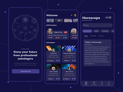 Astro Guru Dark 🖤 🔮 Astrology App | NFT Portal android astorlogy astronomy bitcoin etherium future guru ios litecoin live marketplace moon nft sun zodiac