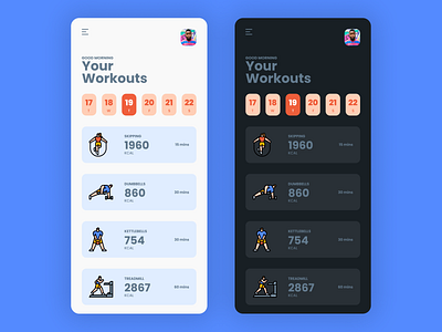 Workout Tracker app dailyui dailyuichallenge dark mode design fitness gym tracker ui ux workout workout tracker