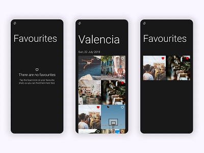 Favourites / Favorites app dailyui dailyuichallenge design favorite favourite heart images like photography ui ux