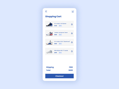 Shopping Cart app dailyui dailyuichallenge design nike air shoes shopping shopping basket shopping cart ui ux