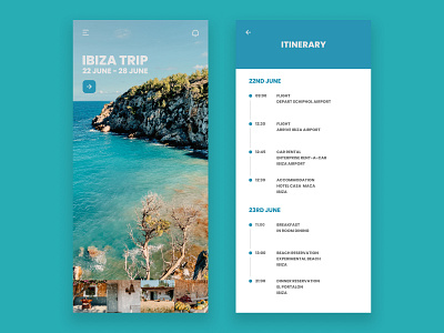 Itinerary app dailyui dailyuichallenge design ibiza itinerary photography travel trip ui ux