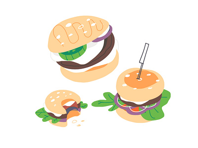 Burger breakfast burger design flat design hamburger illustration vector