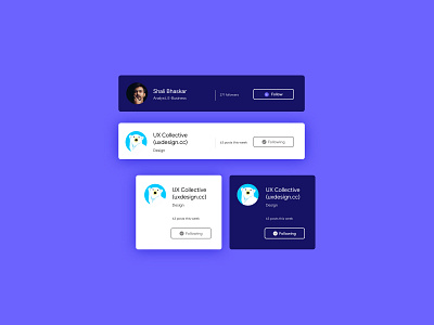 Social profile ui components cards cards ui components ui uipatterns ux visual design