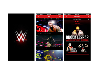 WWE Mobile App mobile app ui visual design