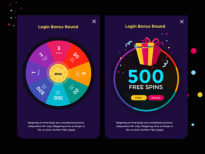 Spin bingo bingo game colors game tickets visual design