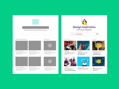 Design Inspiration website  search by designation concept